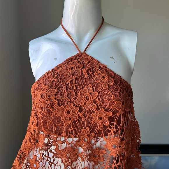 FREE PEOPLE CROCHET HALTER SHIRT TOP SIZE XS NWOT - Picture 2 of 10